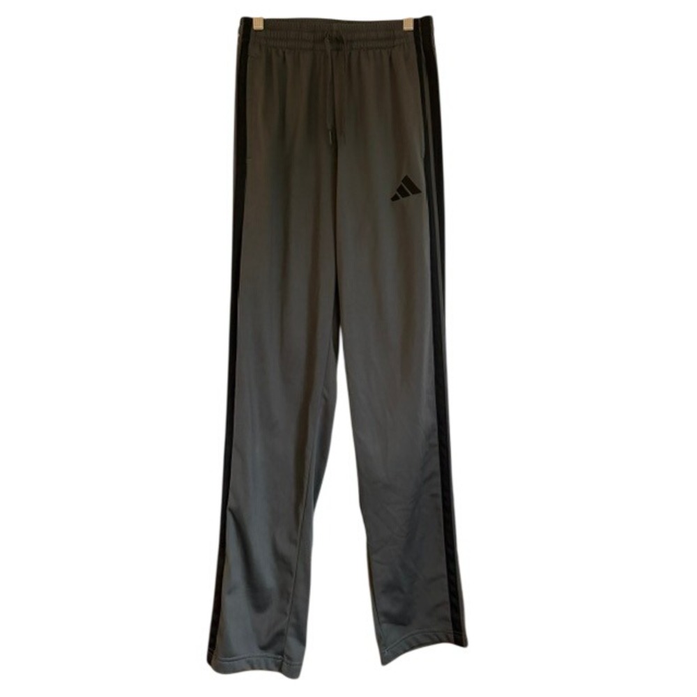 Adidas Kids Grey Black Side Stripe Track Pants Elastic Waist Size ST/MT